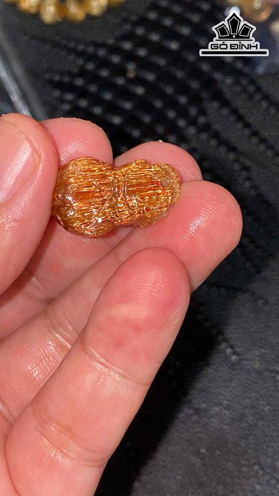 Mặt Dây Chuyền Tỳ Hưu Đá Thạch Anh Tóc Nâu Cao 23 Ngang 23,9 Sâu 12,2 (mm) 5,8gr