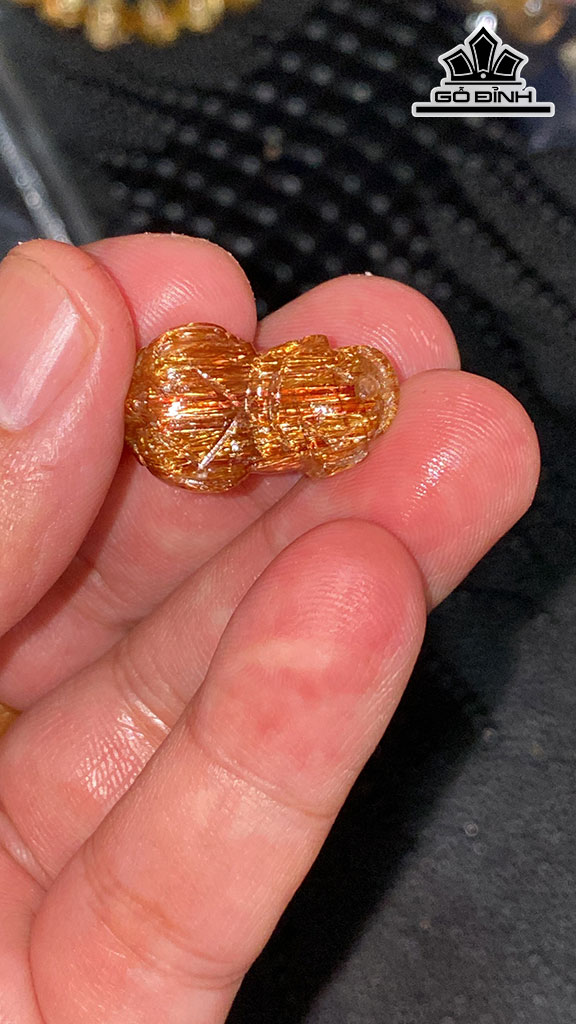 Mặt Dây Chuyền Tỳ Hưu Đá Thạch Anh Tóc Nâu Cao 23 Ngang 23,9 Sâu 12,2 (mm) 5,8gr