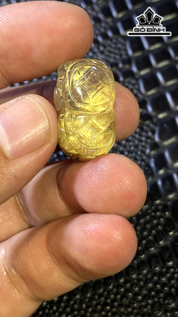 Mặt Dây Chuyền Tỳ Hưu Đá Thạch Anh Tóc Vàng Cao 23 Ngang 14 Sâu 13,5 (mm) 7,4gr