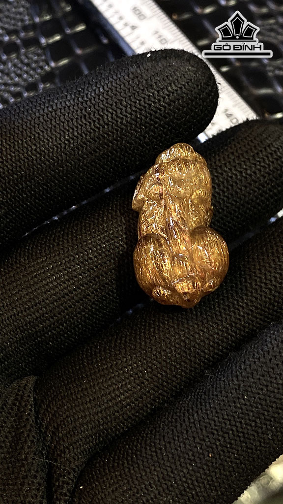 Mặt Dây Chuyền Tỳ Hưu Đá Thạch Anh Tóc Vàng Cao 26,6 Ngang 16 Sâu 14,6 (mm) 9,4gr