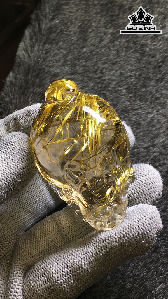 Tác Phẩm Long Quy Đá Thạch Anh Tóc Vàng Cao 59,2 Ngang 37 Sâu 25 (mm) 63,8gr