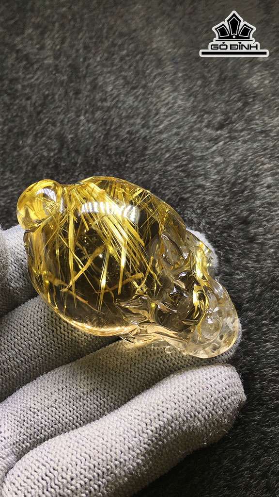 Tác Phẩm Long Quy Đá Thạch Anh Tóc Vàng Cao 59,2 Ngang 37 Sâu 25 (mm) 63,8gr