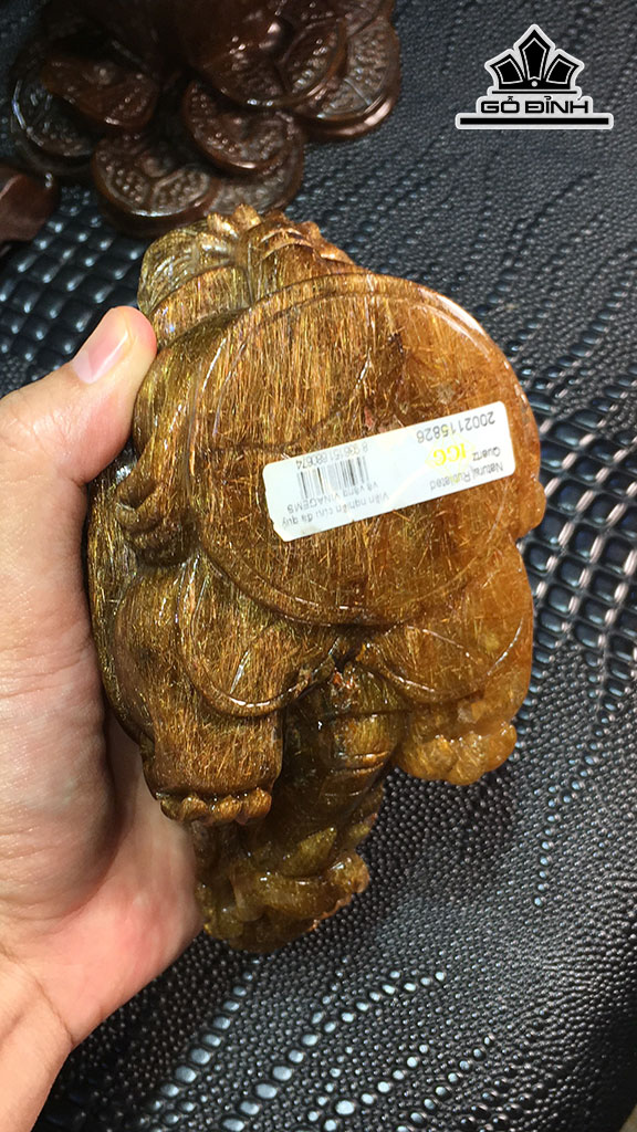 Tác Phẩm Long Quy Đá Thạch Anh Tóc Vàng Cao 143,9 Ngang 76,8 Sâu 63,8 (mm) 822gr