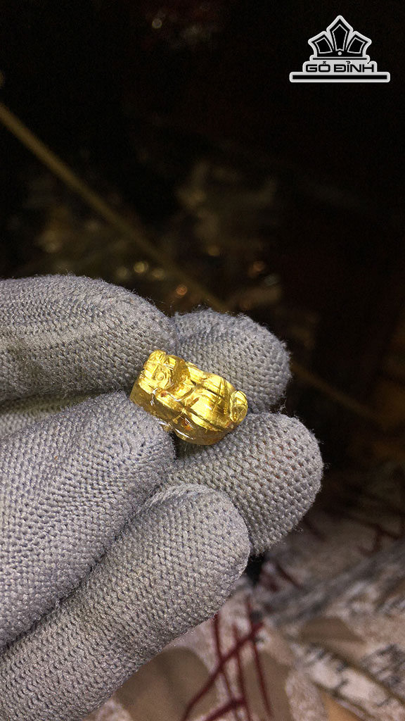 Tỳ Hưu Đá Thạch Anh Tóc Vàng Cao 15,8 Ngang 10,8 Sâu 8,3 (mm) 2,7gr