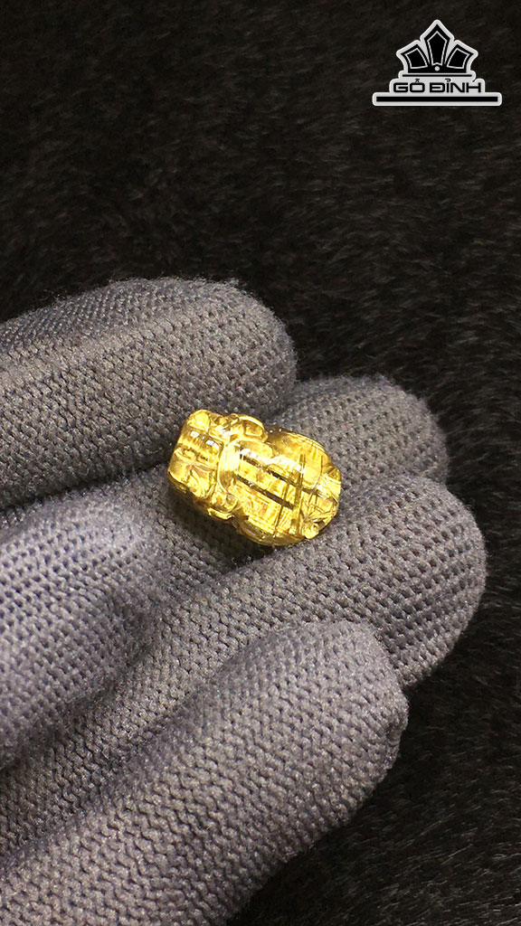 Tỳ Hưu Đá Thạch Anh Tóc Vàng Cao 15,8 Ngang 10,8 Sâu 8,3 (mm) 2,7gr