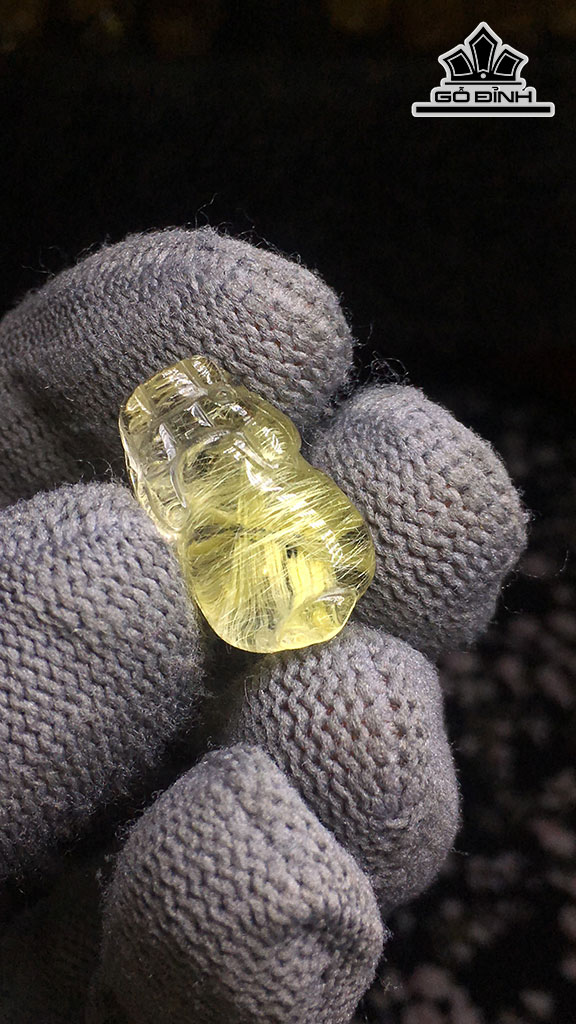 Tỳ Hưu Đá Thạch Anh Tóc Vàng Cao 20,4 Ngang 12 Sâu 8,5 (mm) 3,6gr