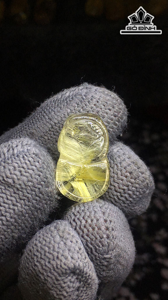 Tỳ Hưu Đá Thạch Anh Tóc Vàng Cao 20,4 Ngang 12 Sâu 8,5 (mm) 3,6gr