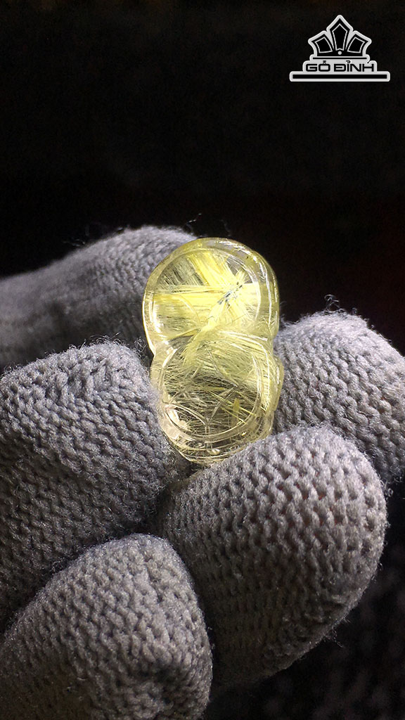 Tỳ Hưu Đá Thạch Anh Tóc Vàng Cao 20,4 Ngang 12 Sâu 8,5 (mm) 3,6gr