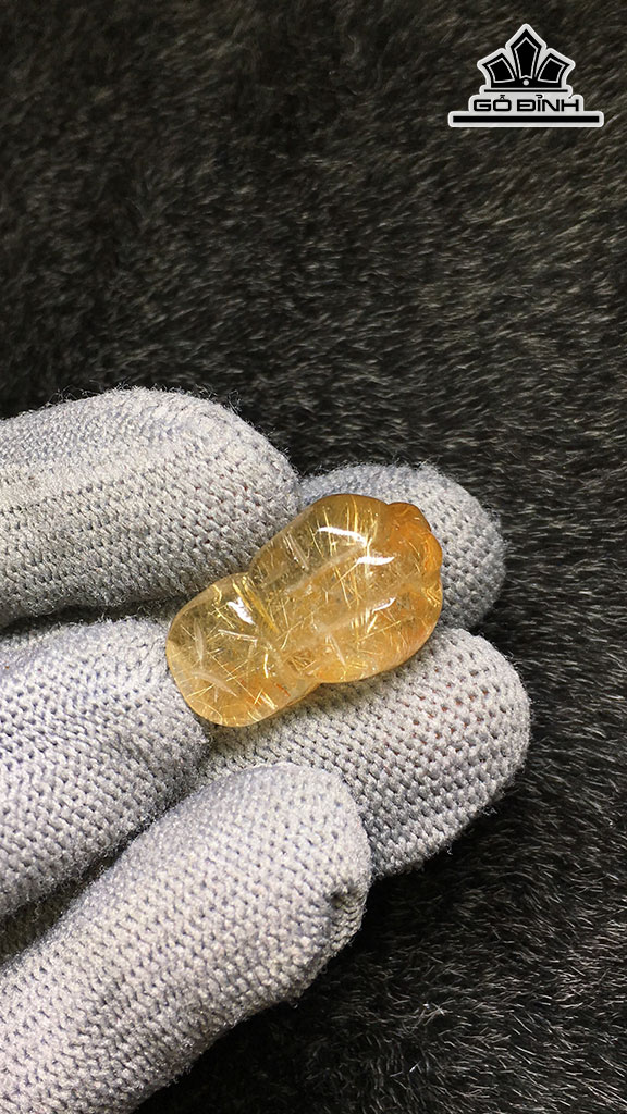 Tỳ Hưu Đá Thạch Anh Tóc Vàng Cao 25,7 Ngang 15 Sâu 12,3 (mm) 7,4gr