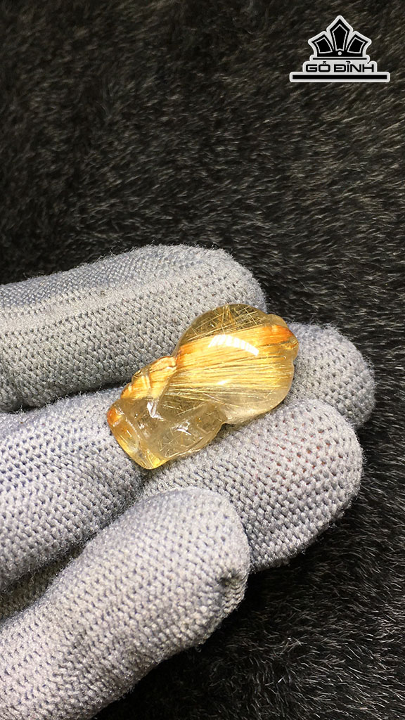 Tỳ Hưu Đá Thạch Anh Tóc Vàng Cao 25,7 Ngang 15 Sâu 12,3 (mm) 7,4gr
