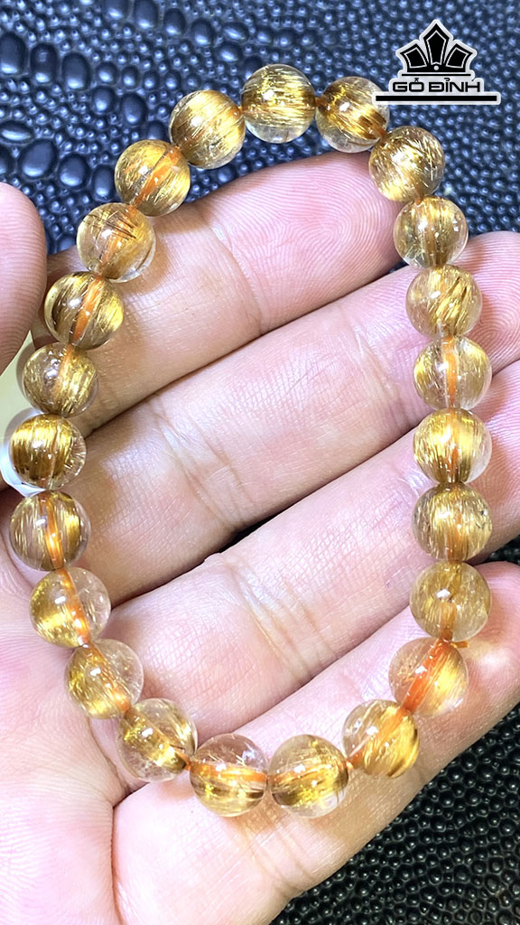 Vòng Tay Đá Thạch Anh Tóc Vàng Đường Kính Hạt 8 (mm) 18gr