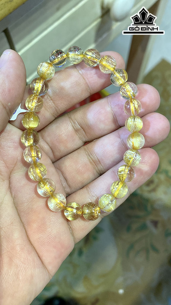 Vòng Tay Đá Thạch Anh Tóc Vàng Đường Kính Hạt 8,4 (mm) 19.6gr