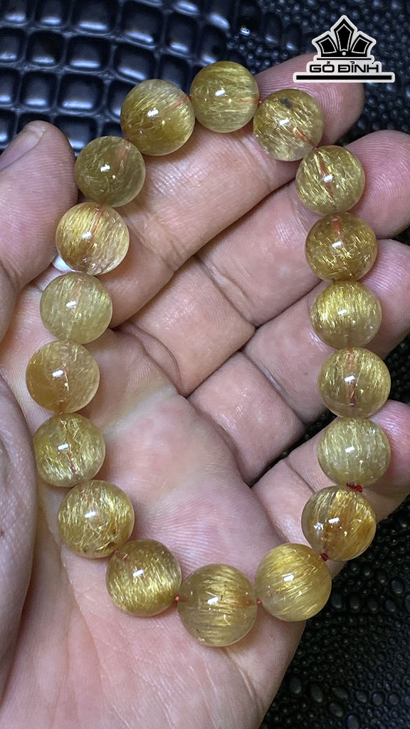 Vòng Tay Đá Thạch Anh Tóc Vàng Đường Kính Hạt 11,4 (mm) 36gr