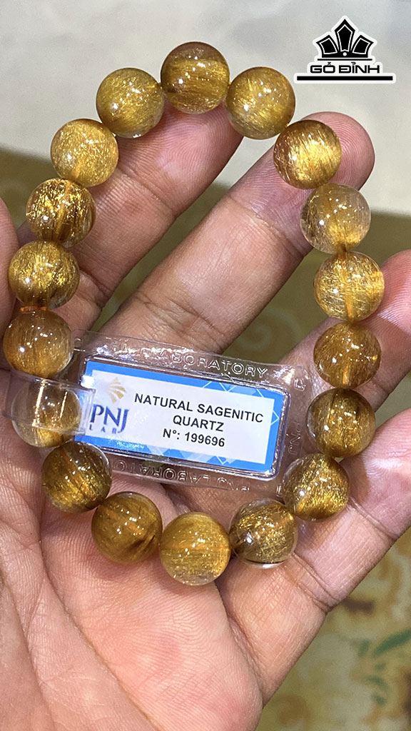 Vòng Tay Đá Thạch Anh Tóc Vàng Đường Kính Hạt 11,5 (mm) 40gr