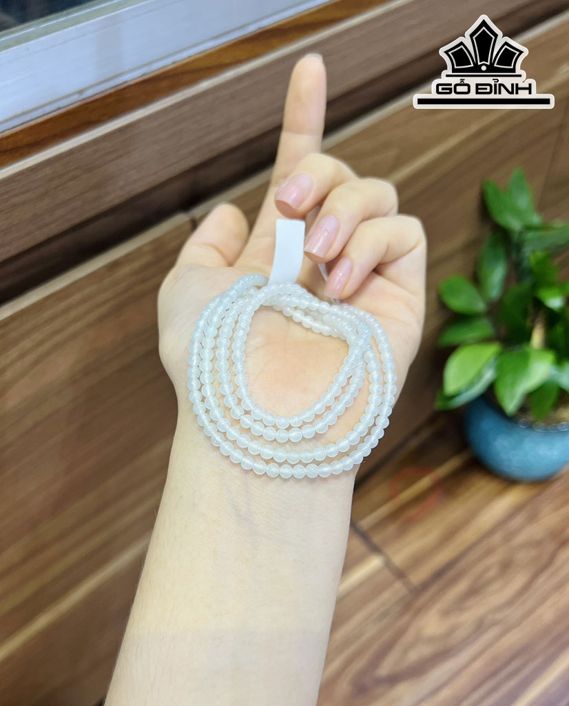Chuỗi Đá Cẩm Thạch (Jadeite) Đường Kính Hạt 3,5 (mm)