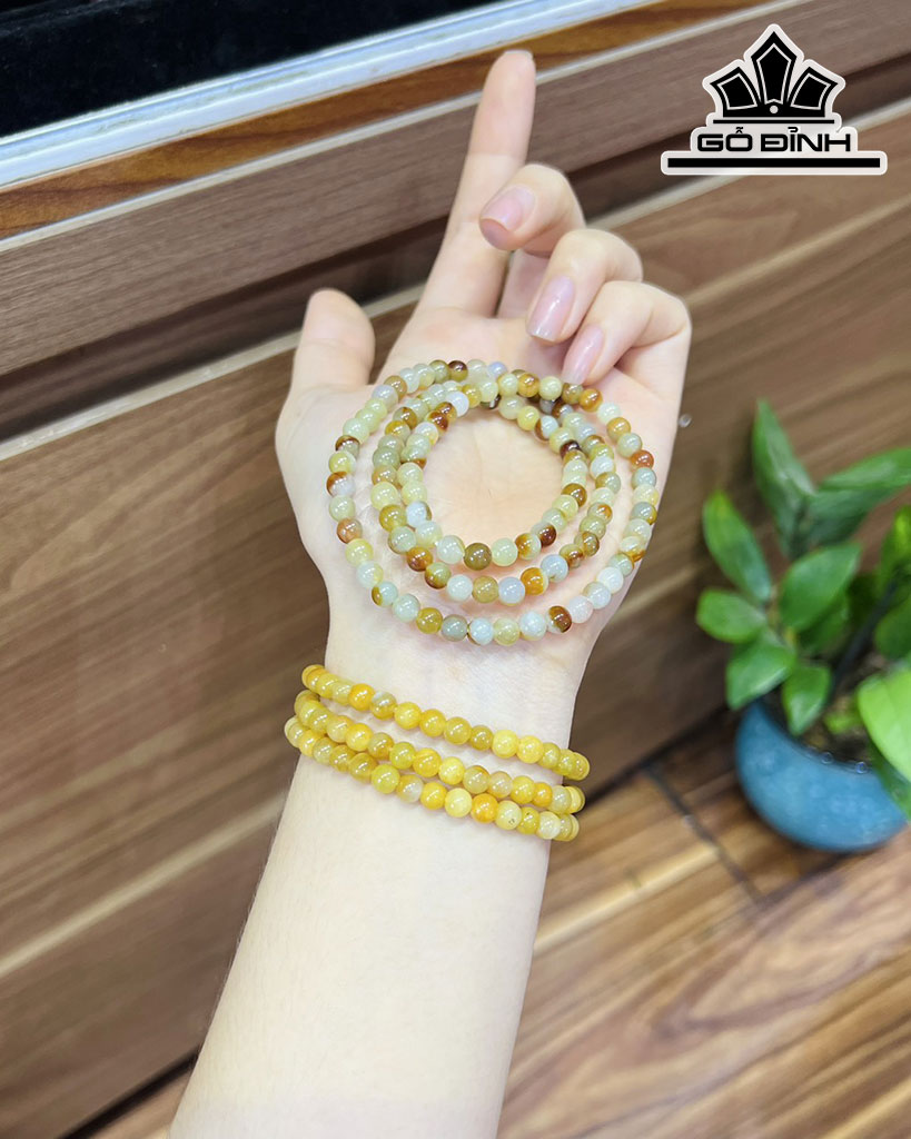 Chuỗi Đá Cẩm Thạch (Jadeite) Đường Kính Hạt 5,2-5,6 (mm)