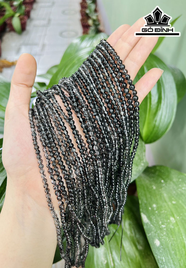 Chuỗi Đá Thạch Anh Tóc Đen Đường Kính Hạt 4,3-5,2 (mm)