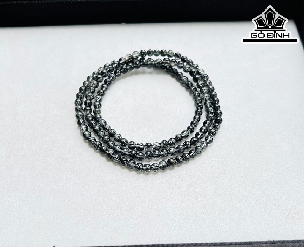 Chuỗi Đá Thạch Anh Tóc Đen Đường Kính Hạt 4,3-5,2 (mm)