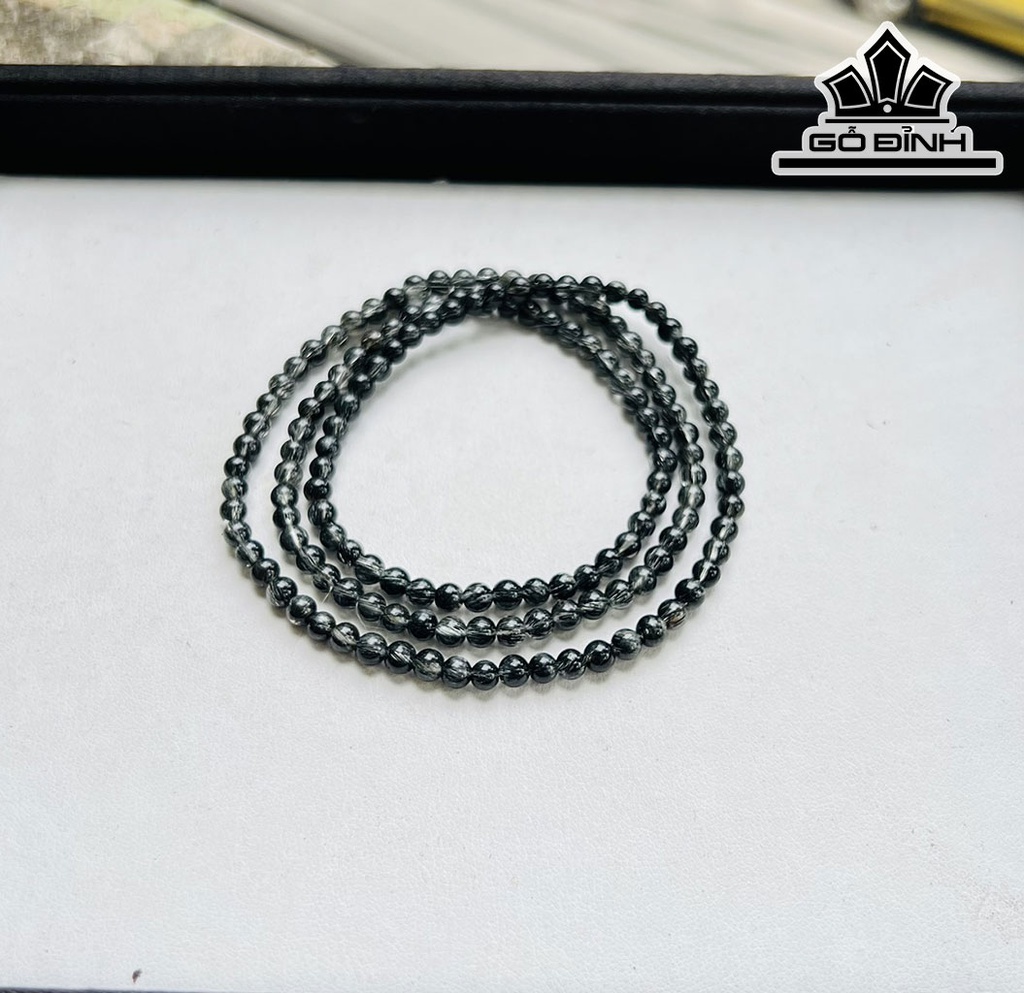 Chuỗi Đá Thạch Anh Tóc Đen Đường Kính Hạt 4,3-5,2 (mm)