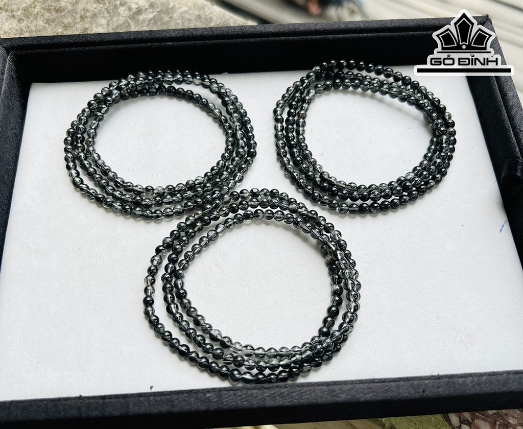 Chuỗi Đá Thạch Anh Tóc Đen Đường Kính Hạt 4,3-5,2 (mm)
