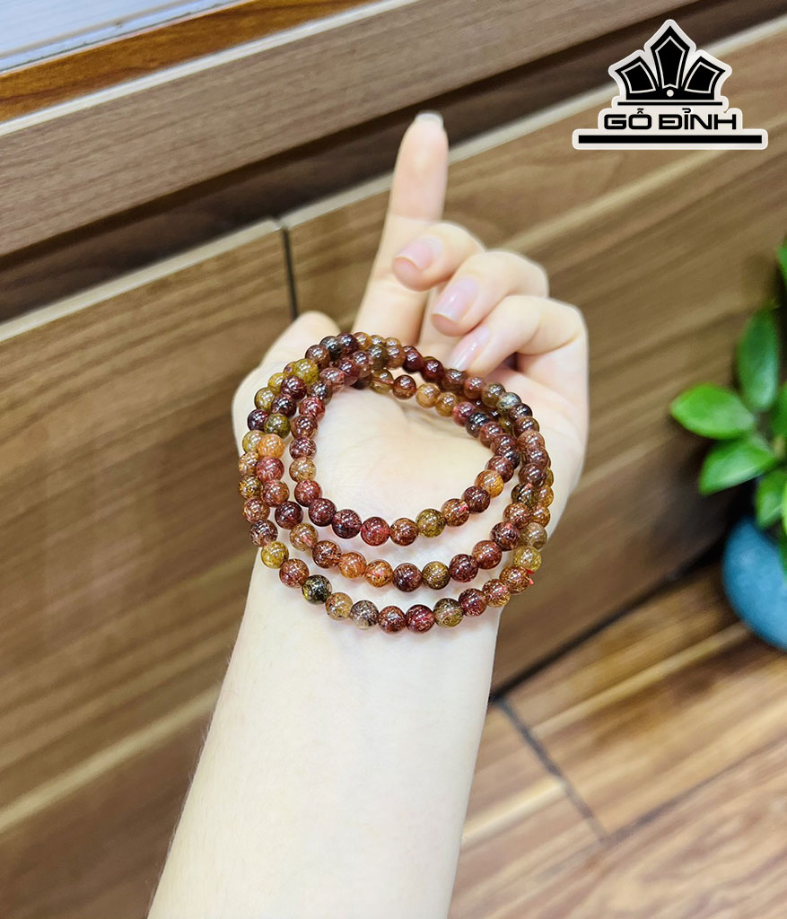 Chuỗi Đá Thạch Anh Tóc Nâu Đường Kính Hạt 4,7-5,7 (mm)