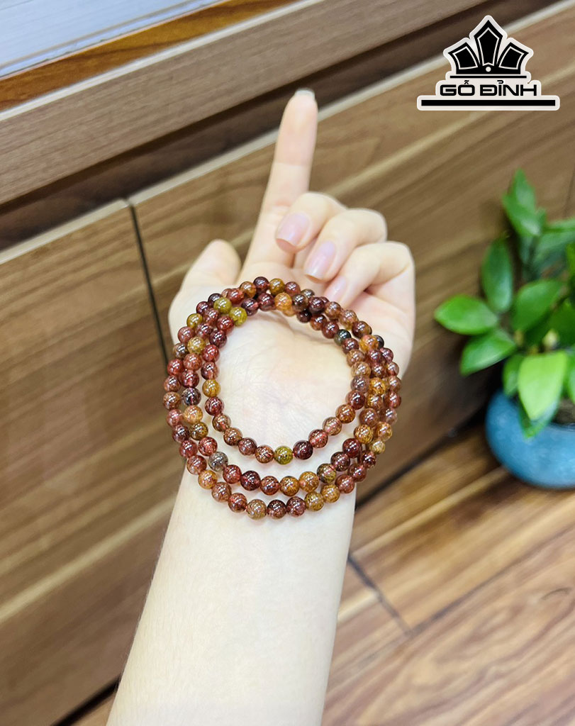 Chuỗi Đá Thạch Anh Tóc Nâu Đường Kính Hạt 4,7-5,7 (mm)
