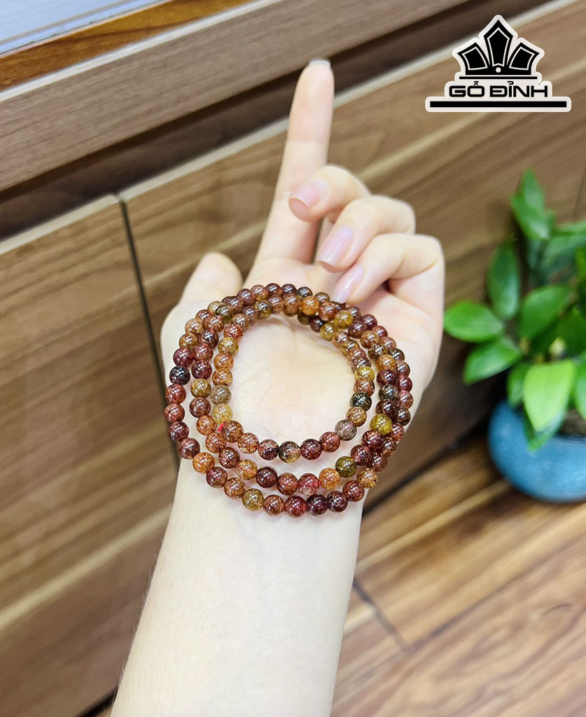 Chuỗi Đá Thạch Anh Tóc Nâu Đường Kính Hạt 4,7-5,7 (mm)