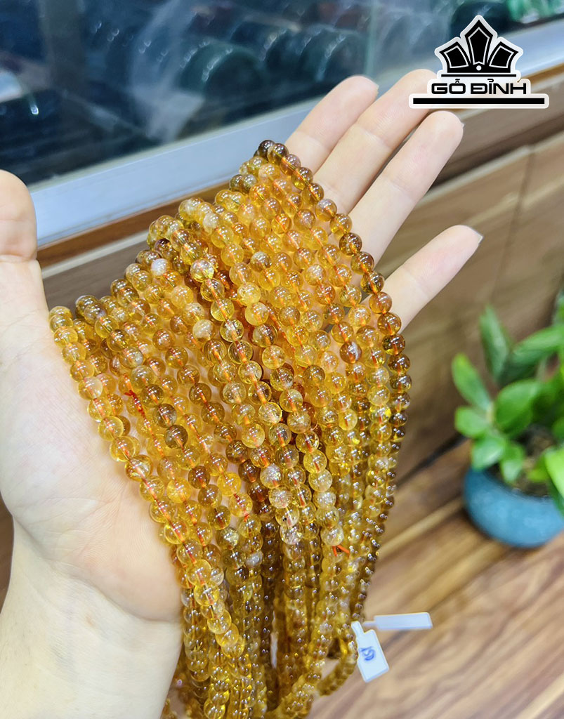 Chuỗi Đá Thạch Anh Vàng Đường Kính Hạt 6 (mm)
