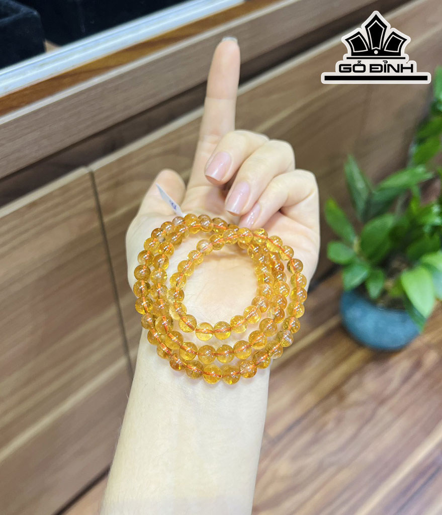 Chuỗi Đá Thạch Anh Vàng Đường Kính Hạt 6 (mm)