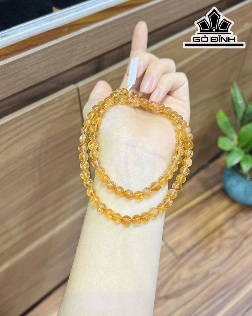 Chuỗi Đá Thạch Anh Vàng Đường Kính Hạt 6 (mm)