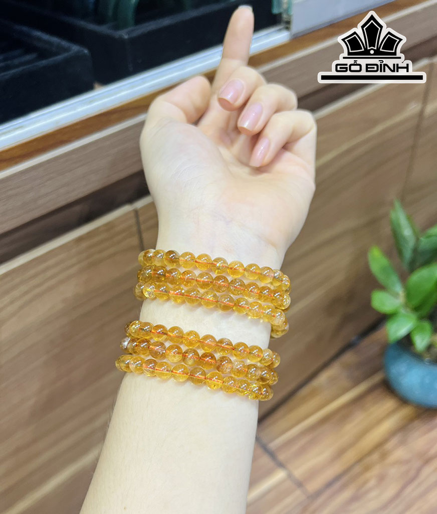 Chuỗi Đá Thạch Anh Vàng Đường Kính Hạt 6 (mm)