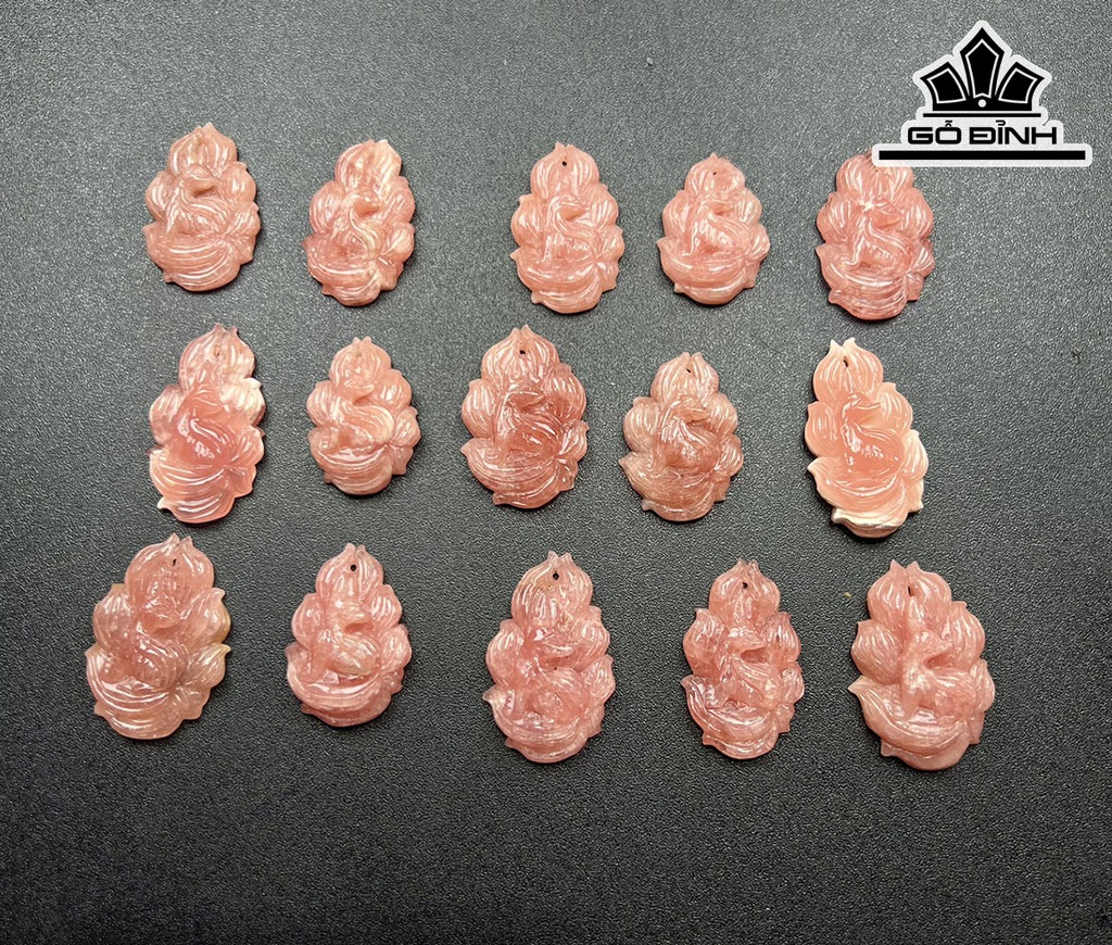 Mặt Dây Chuyền Hồ Ly Đá Đào Hoa Cao 3,5 (cm)