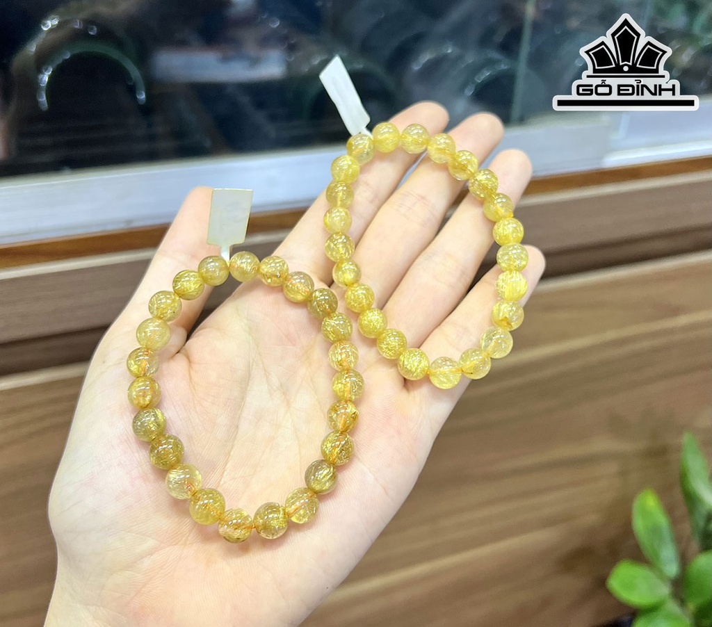 Vòng Tay Đá Thạch Anh Tóc Vàng Đường Kính Hạt 8 (mm)
