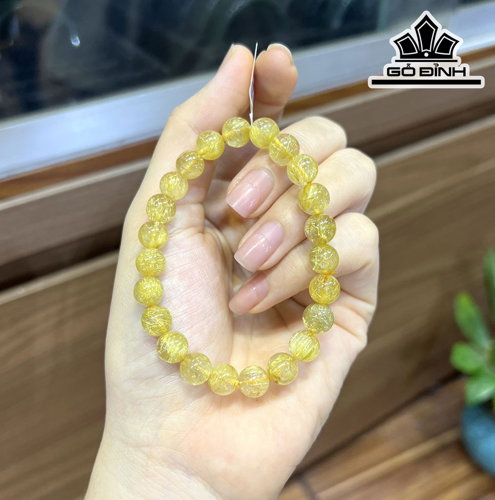 Vòng Tay Đá Thạch Anh Tóc Vàng Đường Kính Hạt 8 (mm)