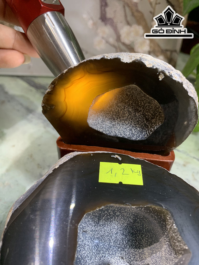 Bát Tụ Bảo Đá Mã Não Cao 11,5 Ngang 12,5 Sâu 14,5 (cm) 1,2kg