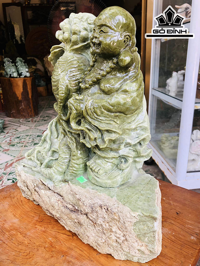 Tượng Di Lặc Đá Serpentine Cao 36 Ngang 35 Sâu 16 (cm) 16kg