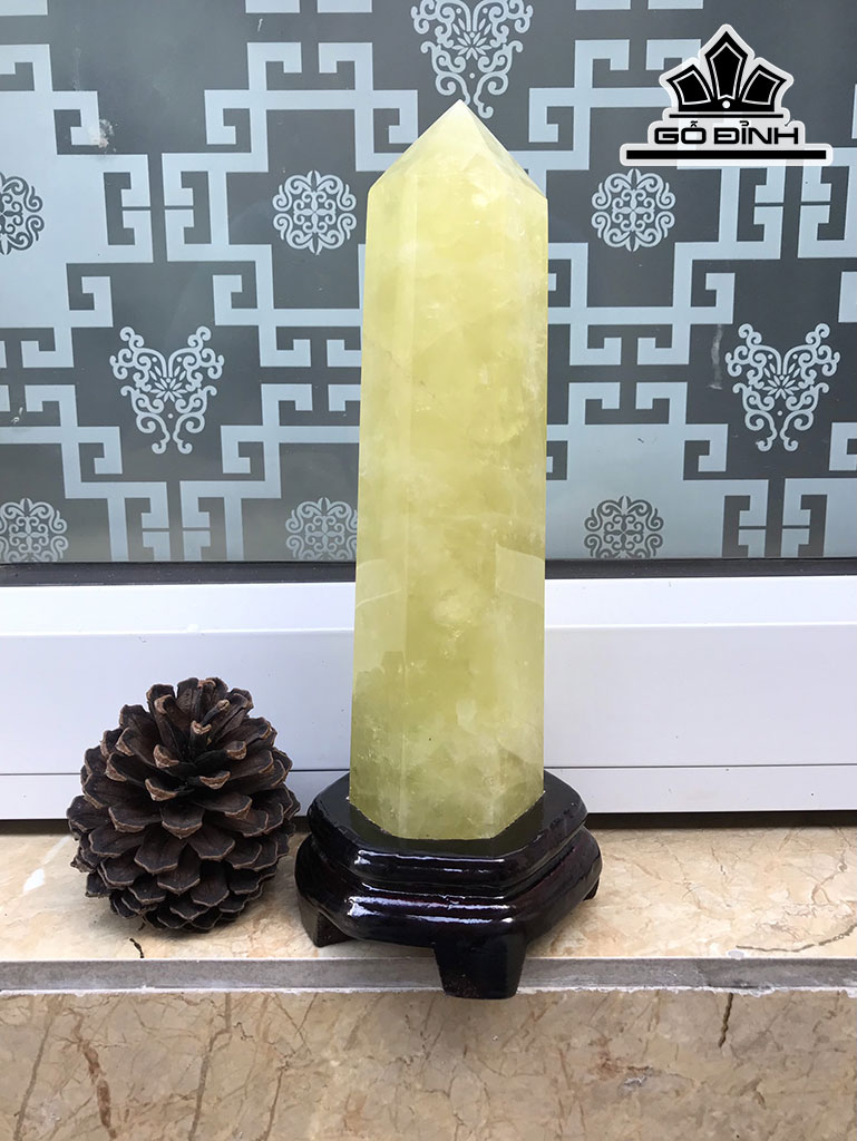 Trụ Đá Thạch Anh Vàng Cao 26,8 Ngang 7 Sâu 7 (cm) 1,3kg