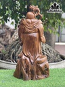 Tượng Phật Di Lặc Gỗ Bách Xanh Cao 70 Ngang 35 Sâu 19 (cm)