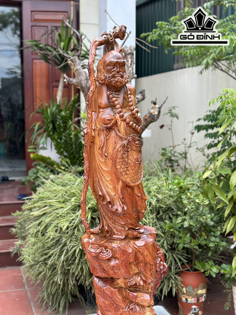 Tượng Đạt Ma Sư Tổ Gỗ Cẩm Cao 128 Ngang 42 Sâu 35 (cm)