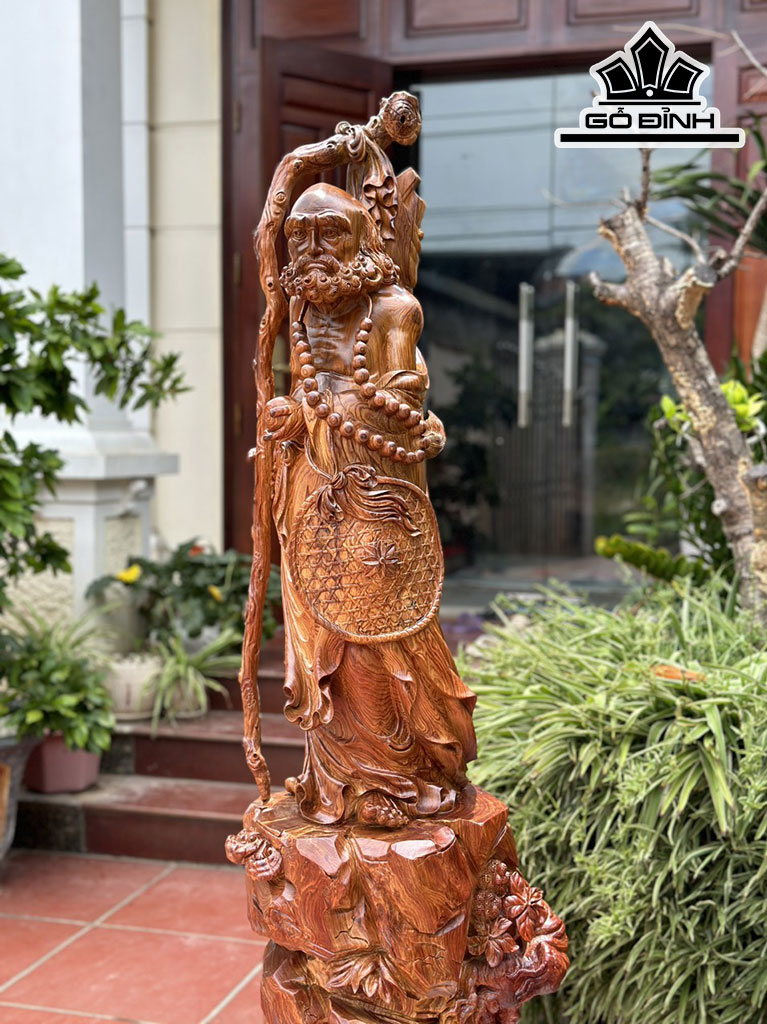 Tượng Đạt Ma Sư Tổ Gỗ Cẩm Cao 128 Ngang 42 Sâu 35 (cm)