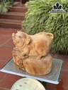 Tượng Heo Phong Thủy Gỗ Ngọc Am Cao 28 Ngang 34 Sâu 23 (cm)