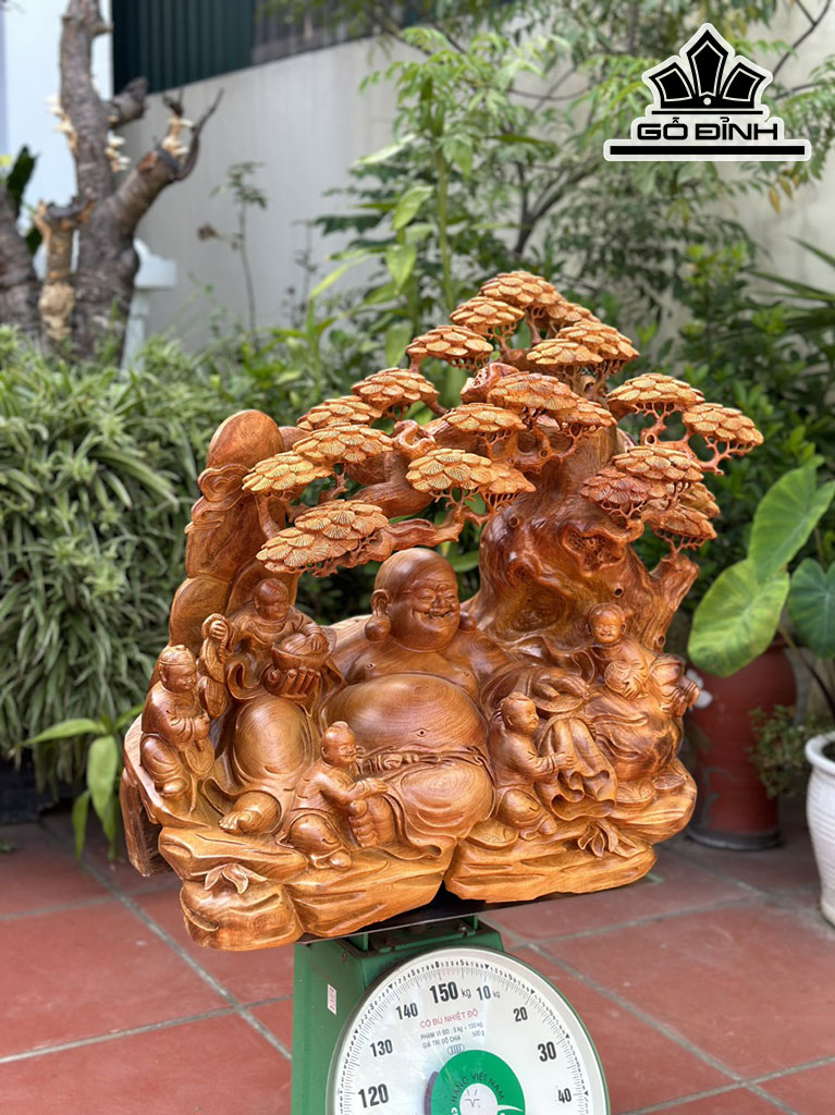 Tượng Phật Di Lặc Gỗ Hương Cao 65 Ngang 75 Sâu 47 (cm)