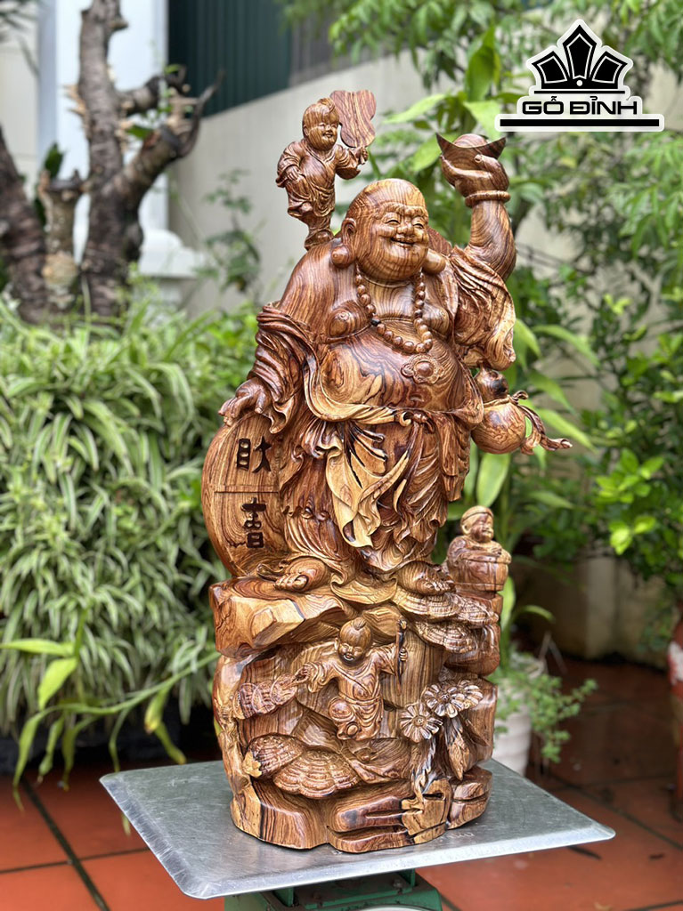 Tượng Phật Di Lặc Nhị Phúc Gỗ Cẩm Cao 72 Ngang 38 Sâu 30 (cm)