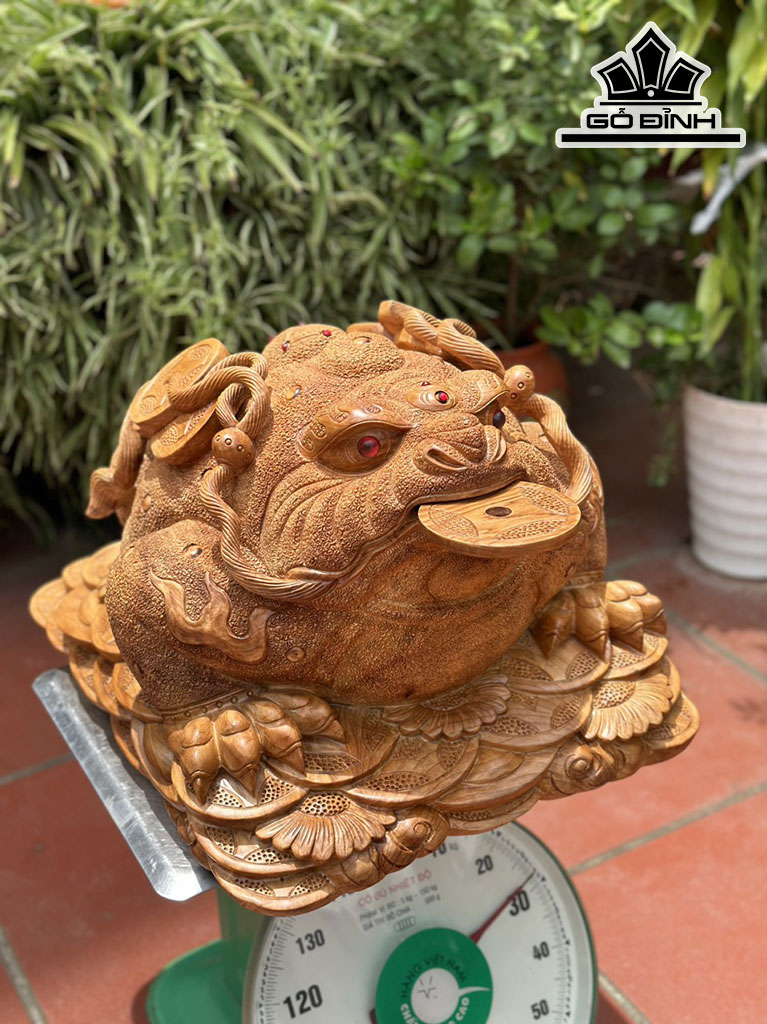 Tượng Thiềm Thừ Gỗ Ngọc Am Cao 32 Ngang 43 Sâu 50 (cm)
