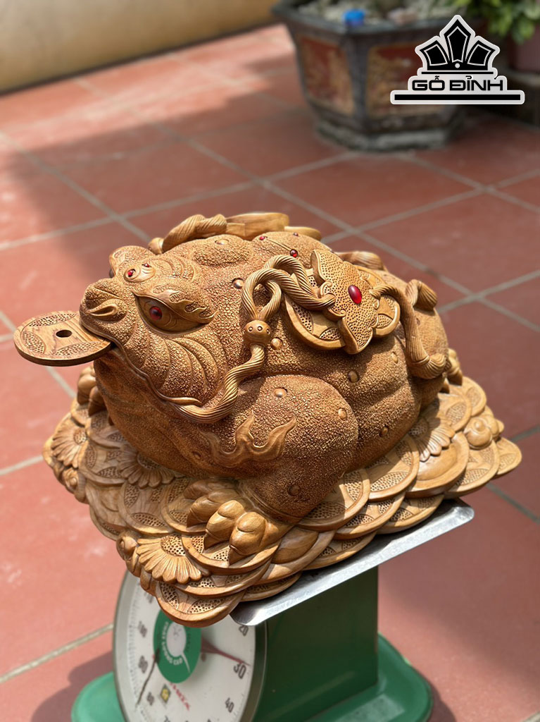 Tượng Thiềm Thừ Gỗ Ngọc Am Cao 32 Ngang 43 Sâu 50 (cm)