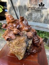 Tượng Phật Di Lặc Gỗ Hương Ôm Đá Cao 24 Ngang 28 Sâu 15 (cm)