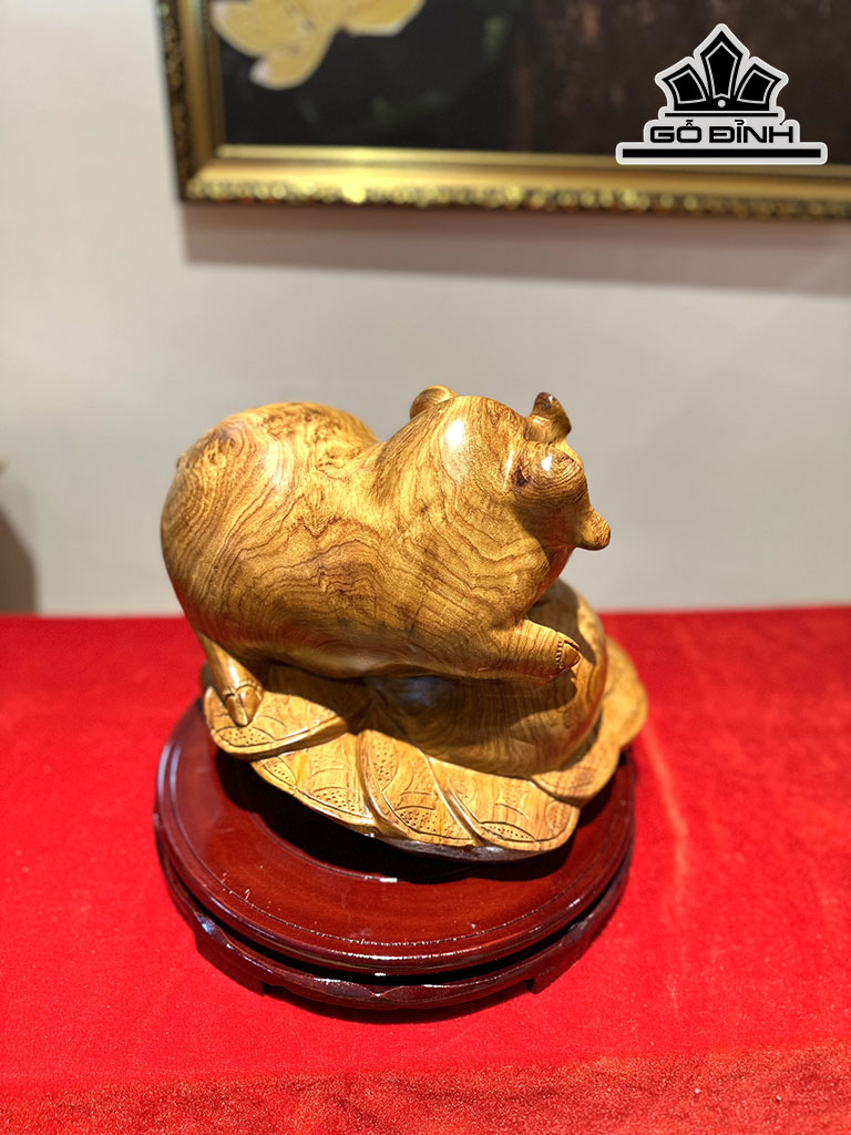 Tượng Heo Tài Lộc Gỗ Hương Cao 23 Ngang 30 Sâu 24 (cm)