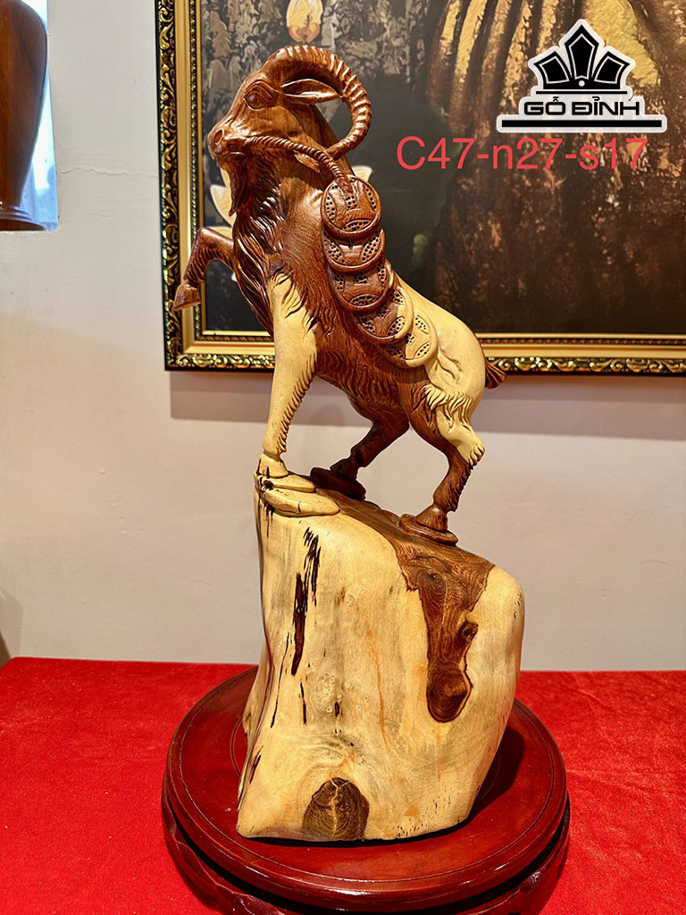 Tượng Nhất Dương Gỗ Hương Cao 47 Ngang 27 Sâu 17 (cm)