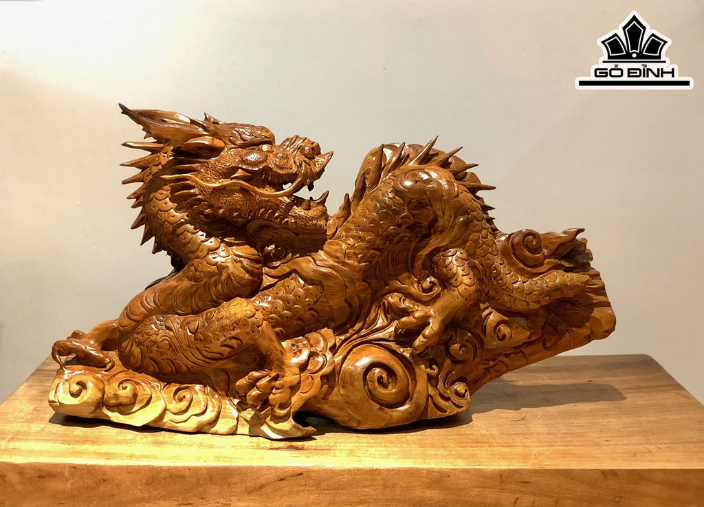 Tượng Nhất Long Gỗ Hương Cao 34 Ngang 63 Sâu 15 (cm)