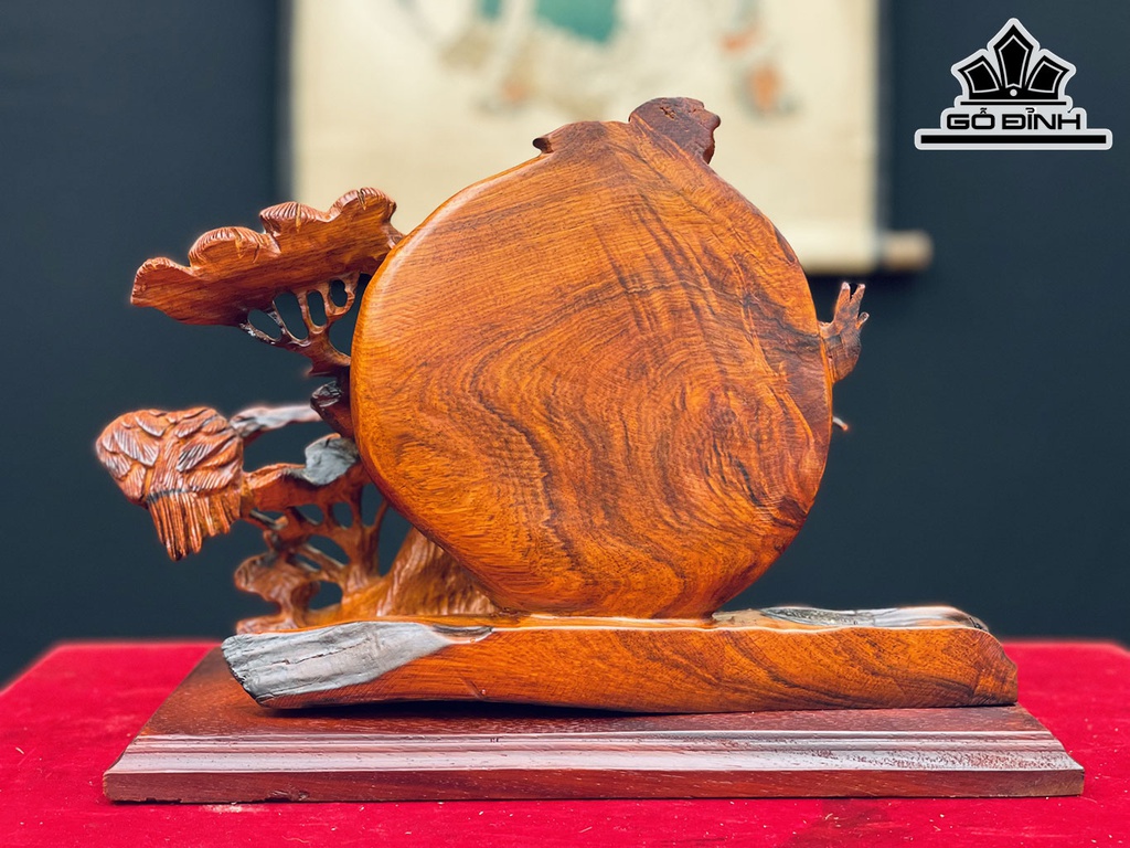 Song Hạc Quần Tùng Gỗ Trắc Cao 25 Ngang 34 Sâu 12 (cm)